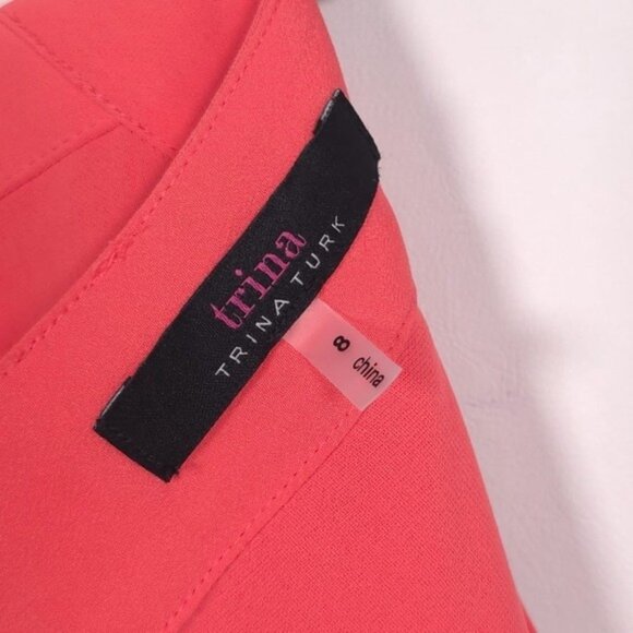 Trina Turk Women's Size 8 Coral Lily Fluid Drape Cold Shoulder Shift Mini Dress - Picture 2 of 10